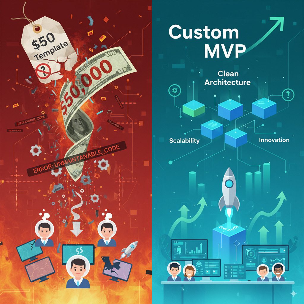 hidden costs of templates versus custom MVP development comparison